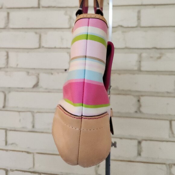 Coach Hampton Pastel Striped Shoulder Bag Satchel Purse - Picture 9 of 17